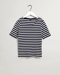 Geripptes Streifen-T-Shirt mit halblangem Arm