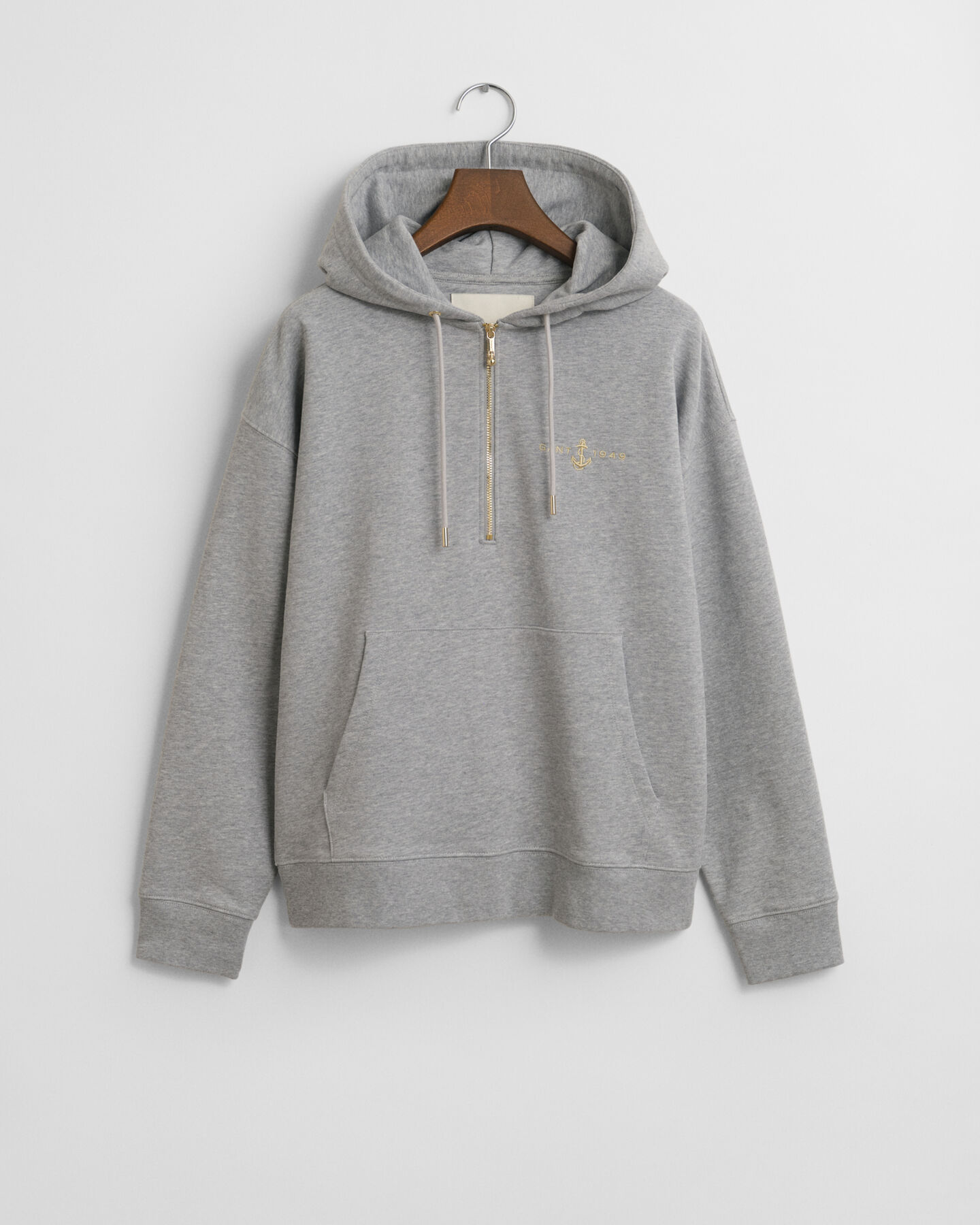 Anchor Hoodie mit Rei&szlig;verschlusskragen und Stickerei
