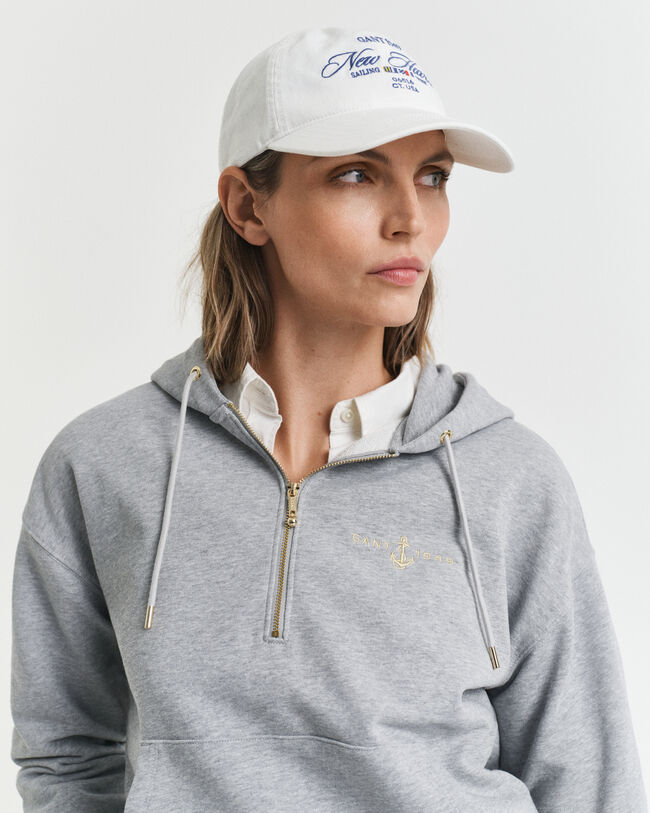 Anchor Hoodie mit Rei&szlig;verschlusskragen und Stickerei