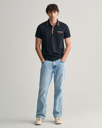 Piqu&eacute; Poloshirt mit Randstreifen in 2&nbsp;Farben