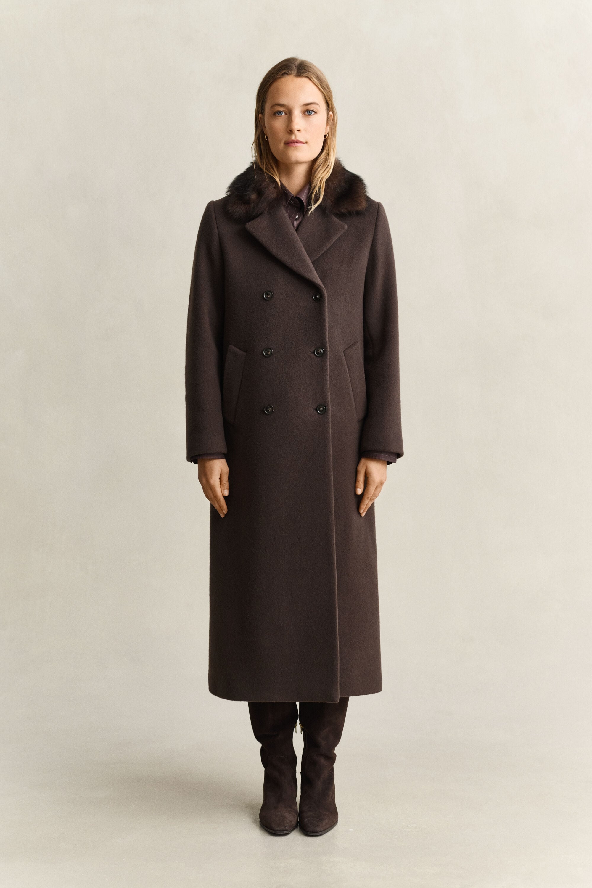 Mantel mit Shearling-Kragen