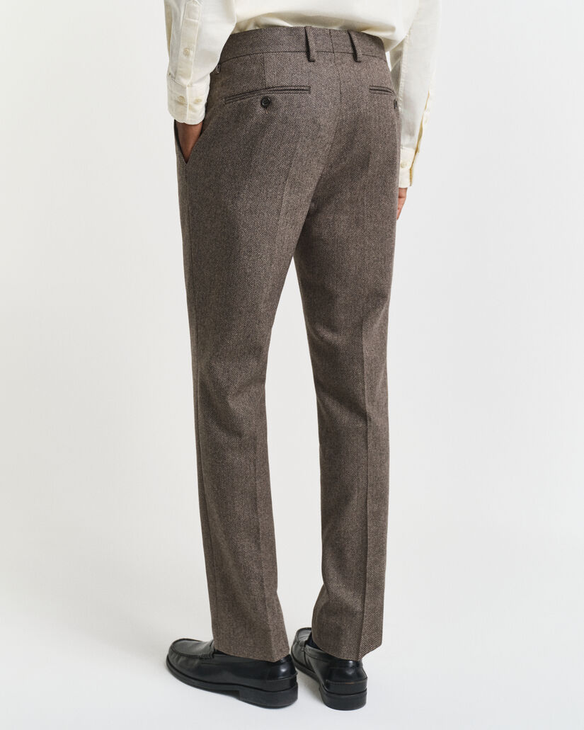 Slim Fit Herringbone Anzughose aus Flanell
