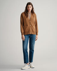 Einfarbiger Oversized Strickjacke