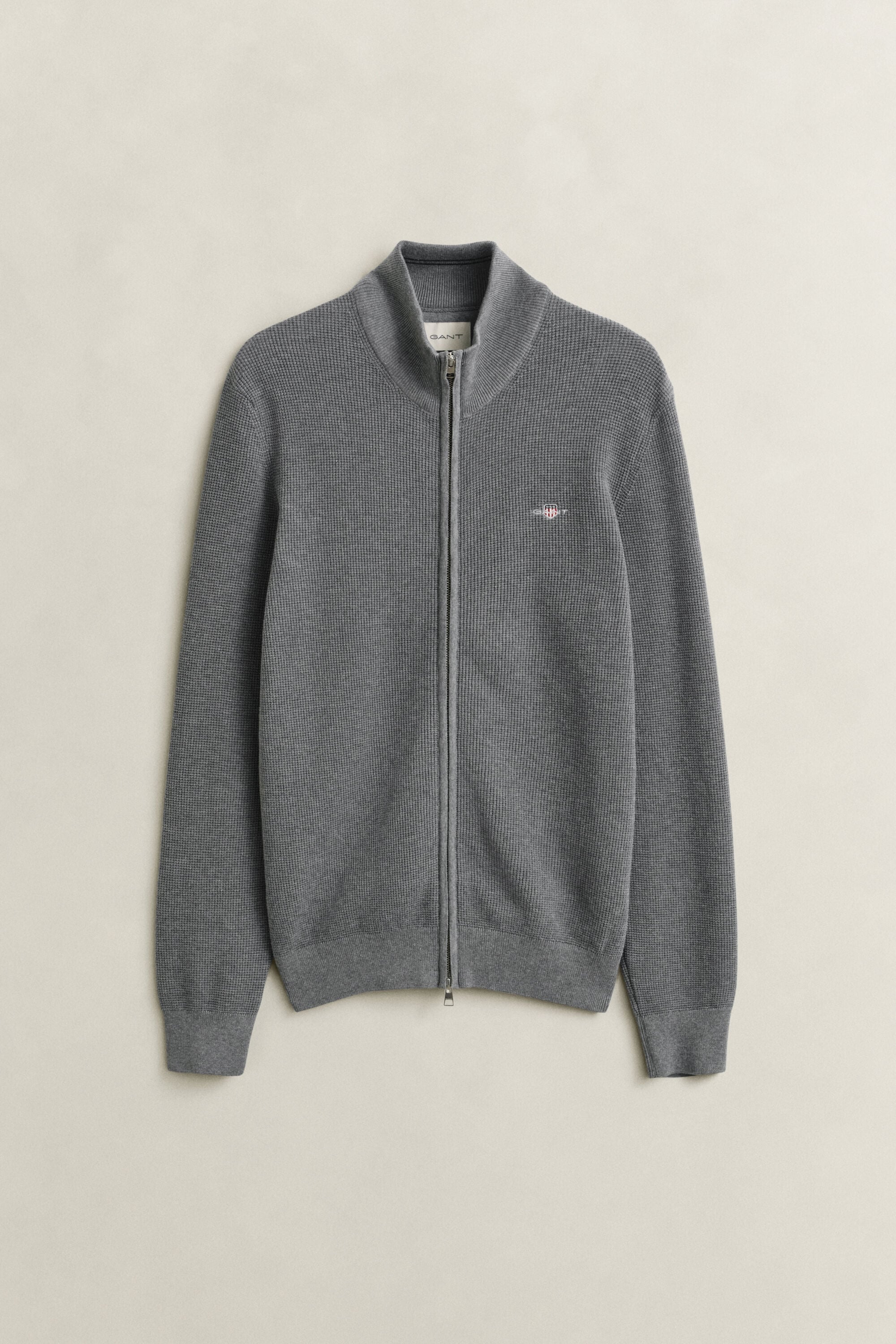 Cardigan zippé en coton texturé