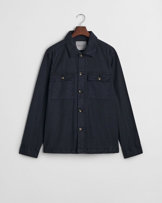 Regular Fit Hemdjacke aus Baumwolle und Leinen