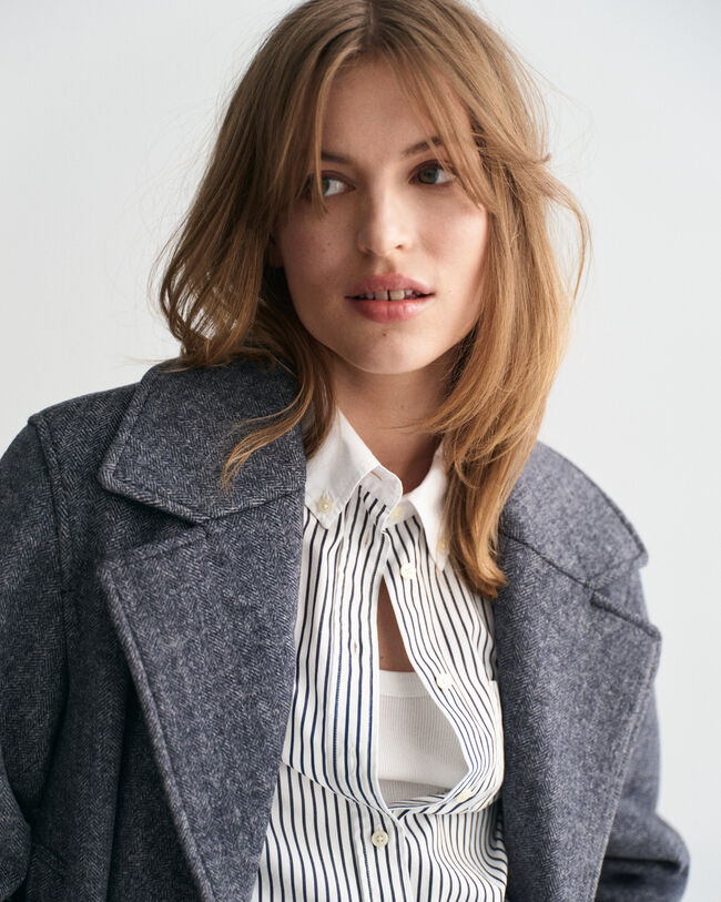 Verkürzte Herringbone Wolljacke