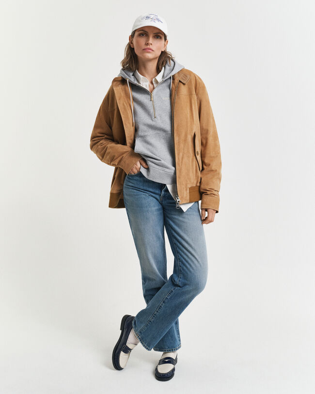 Anchor Hoodie mit Rei&szlig;verschlusskragen und Stickerei