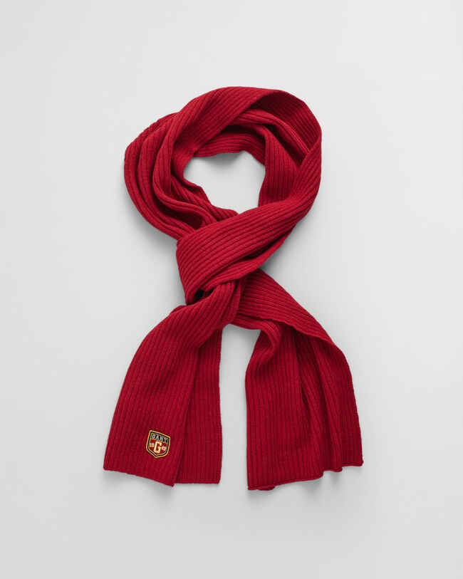 Badge Beanie und Schal aus Wolle im Geschenkset