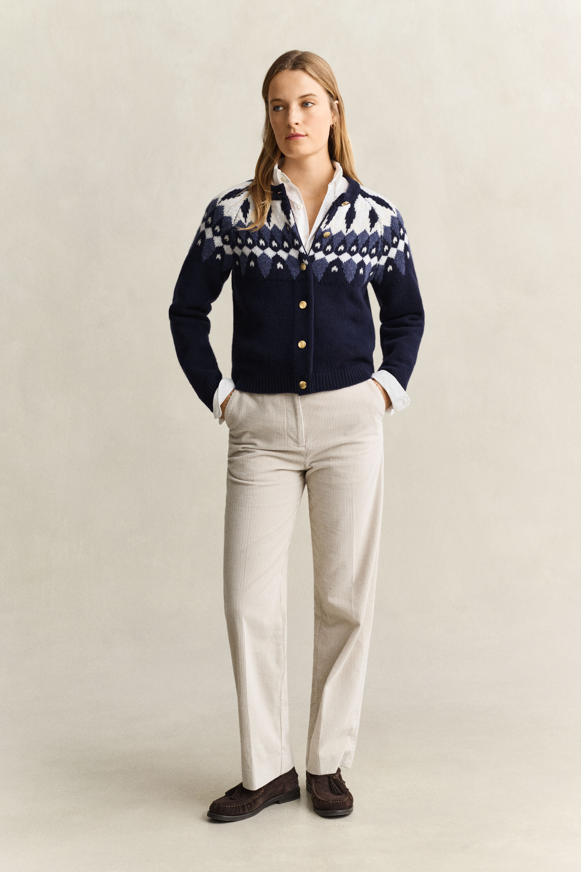 Fair Isle Strickjacke aus Wolle