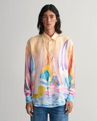Sailing Print Oversized Seidenhemd
