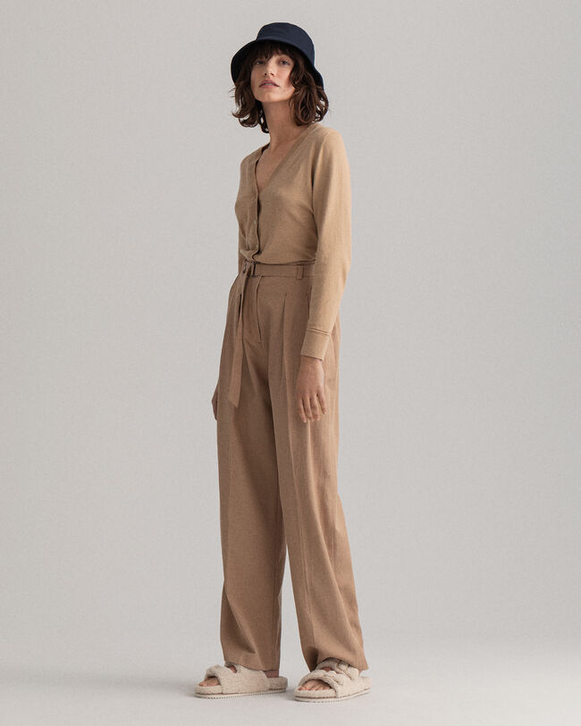 Fluid Bundfalten-Chinohose mit hohem Bund