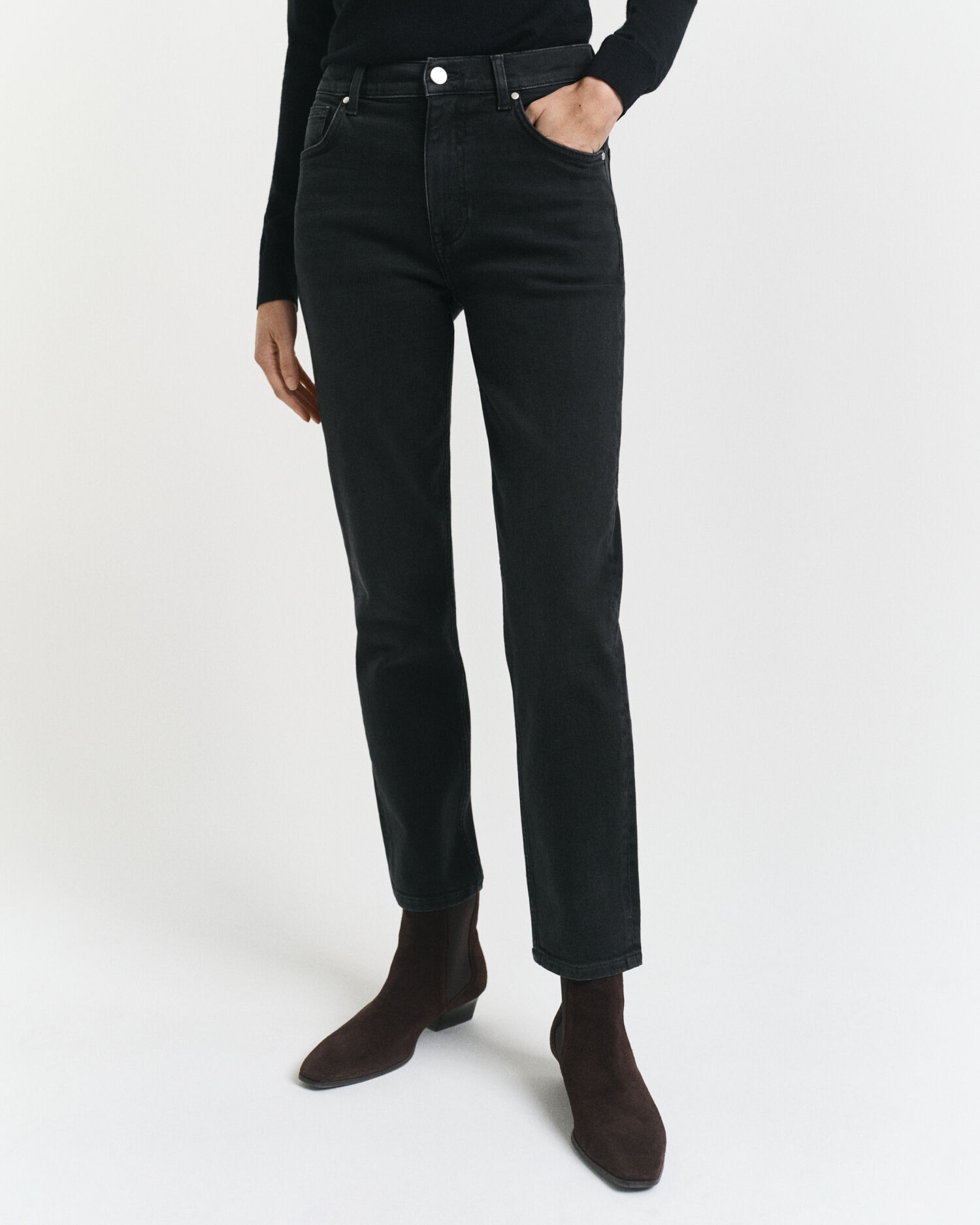 Slim Fit Cropped Black Jeans