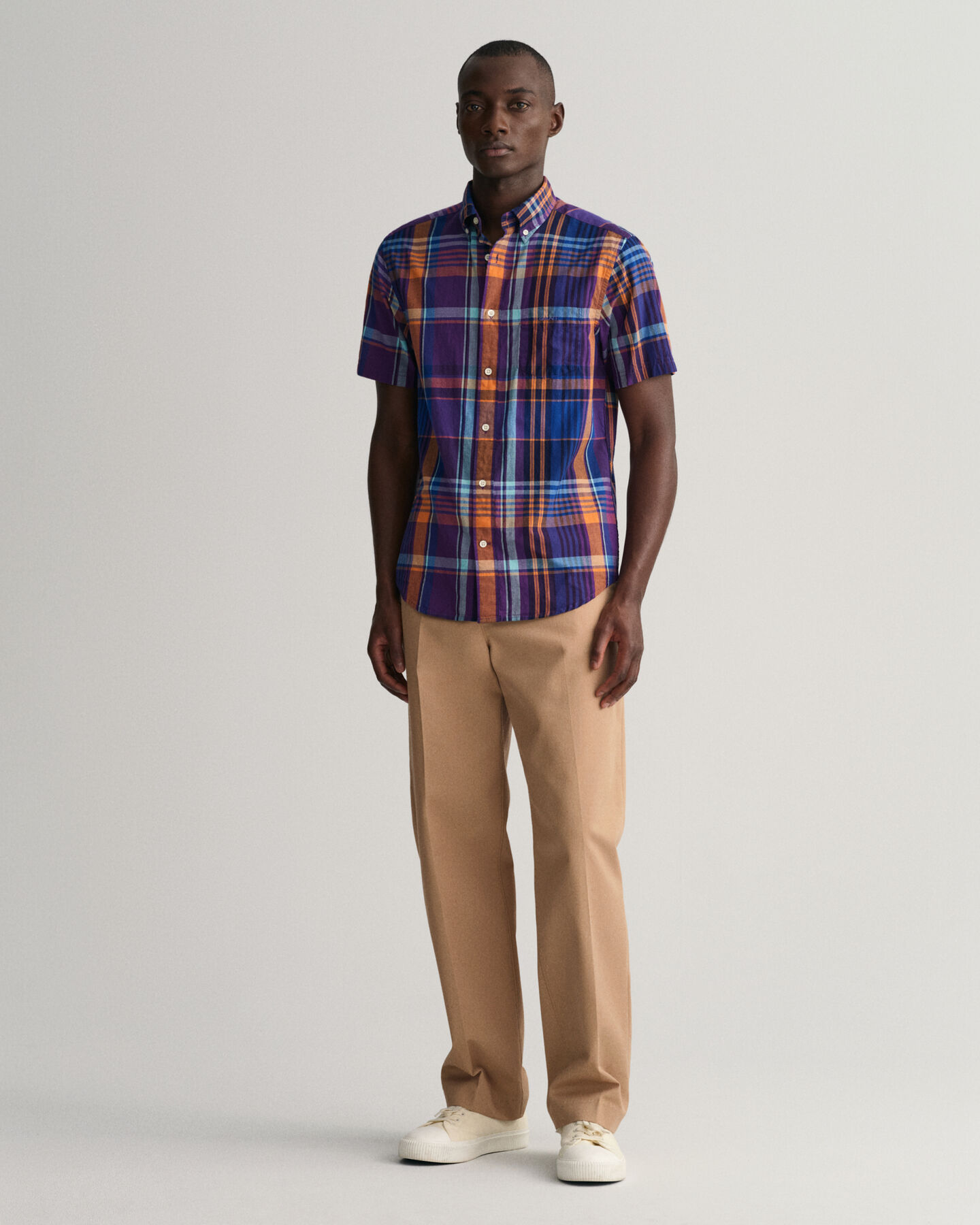 Farbenfrohes Regular Fit Madras Kurzarmhemd