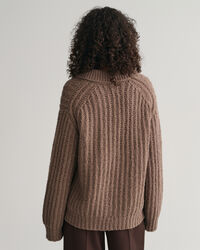 Gerippter Polopullover aus Wolle