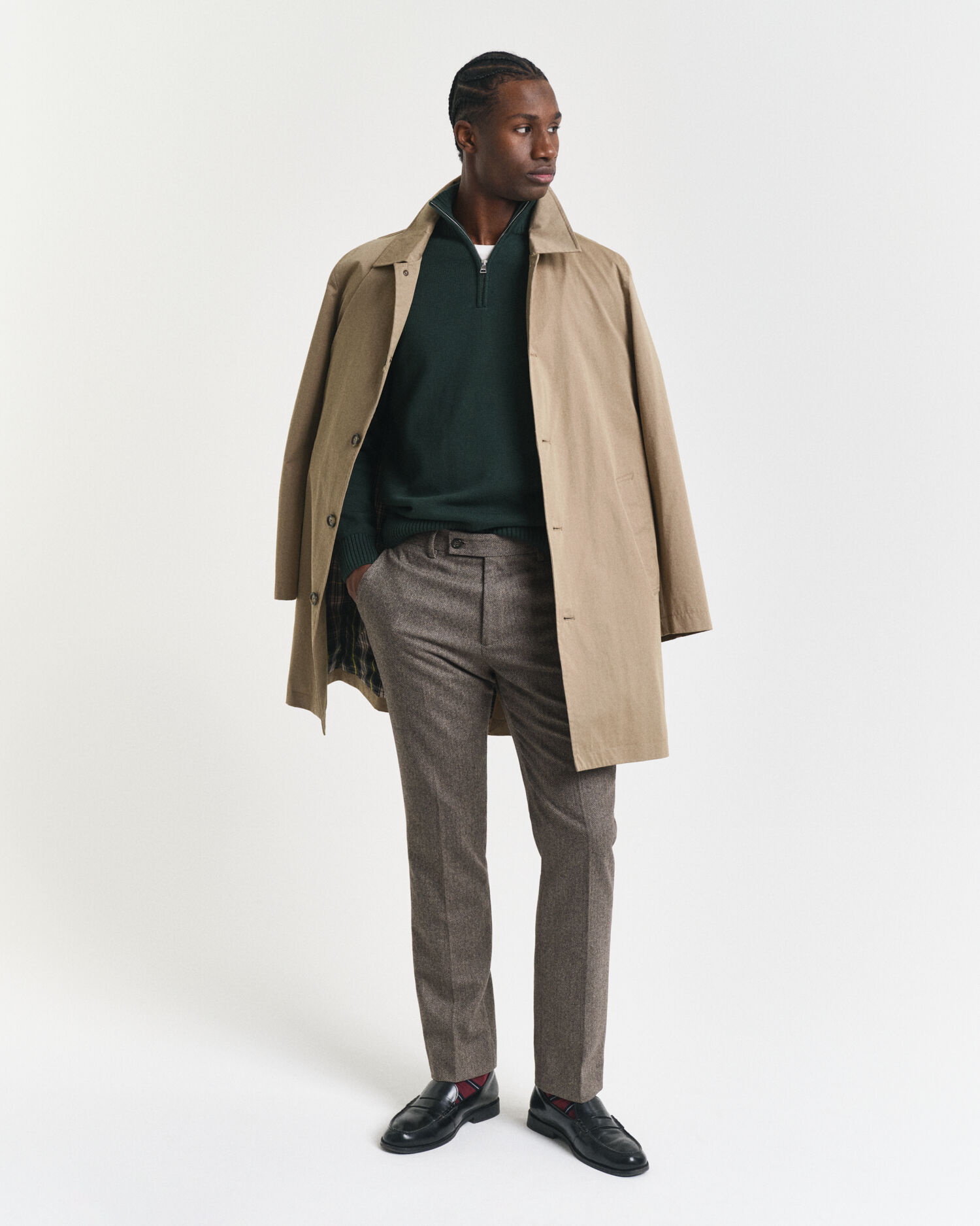 Pull en coton décontracté à demi-zip