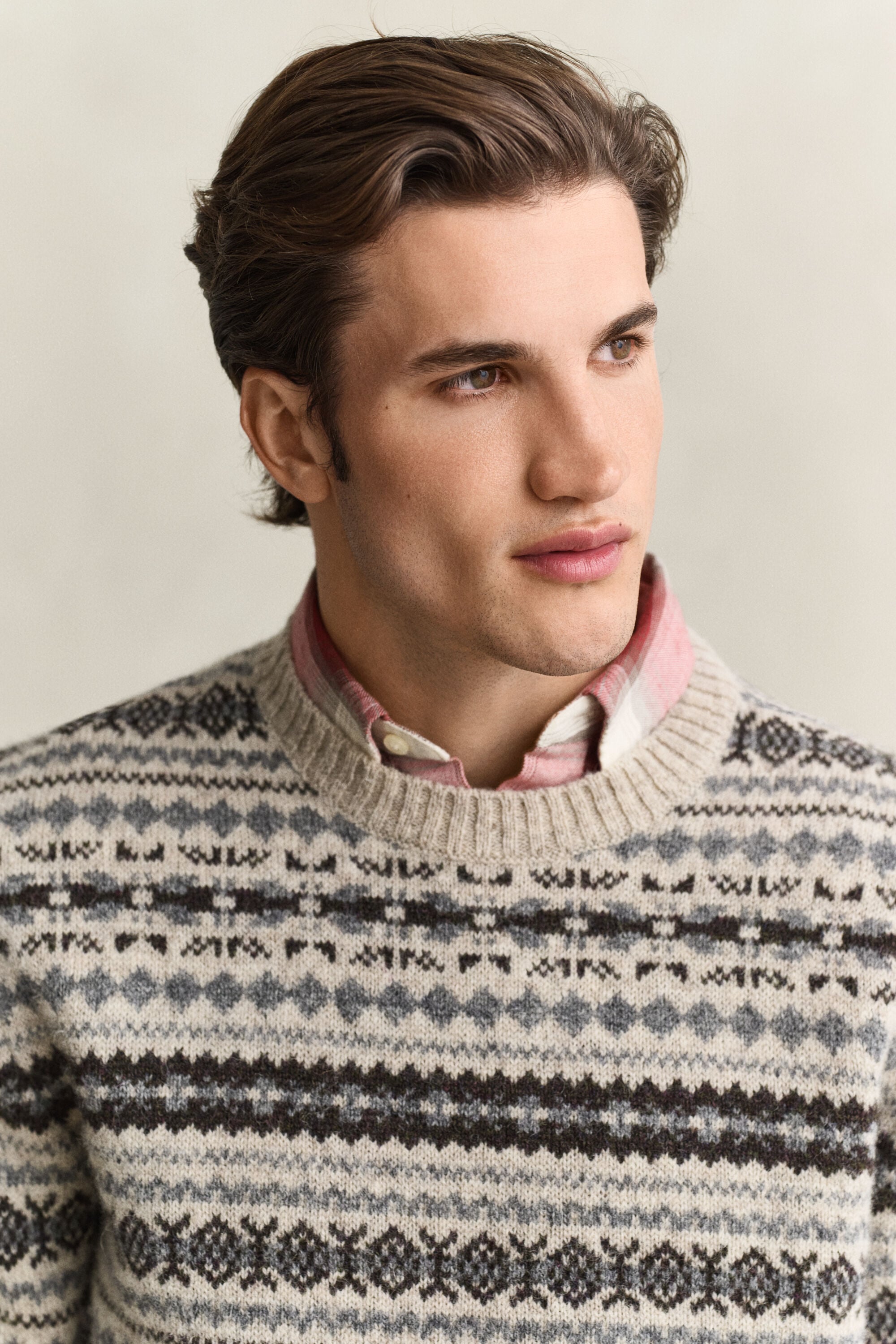 Maglia in lana spazzolata jacquard