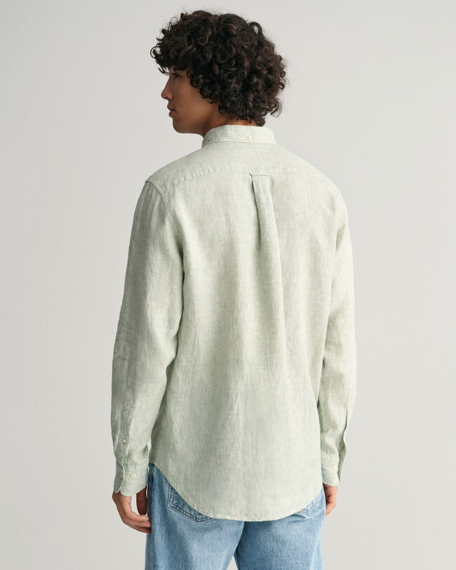 Regular Fit Leinen Hemd mit Streifen