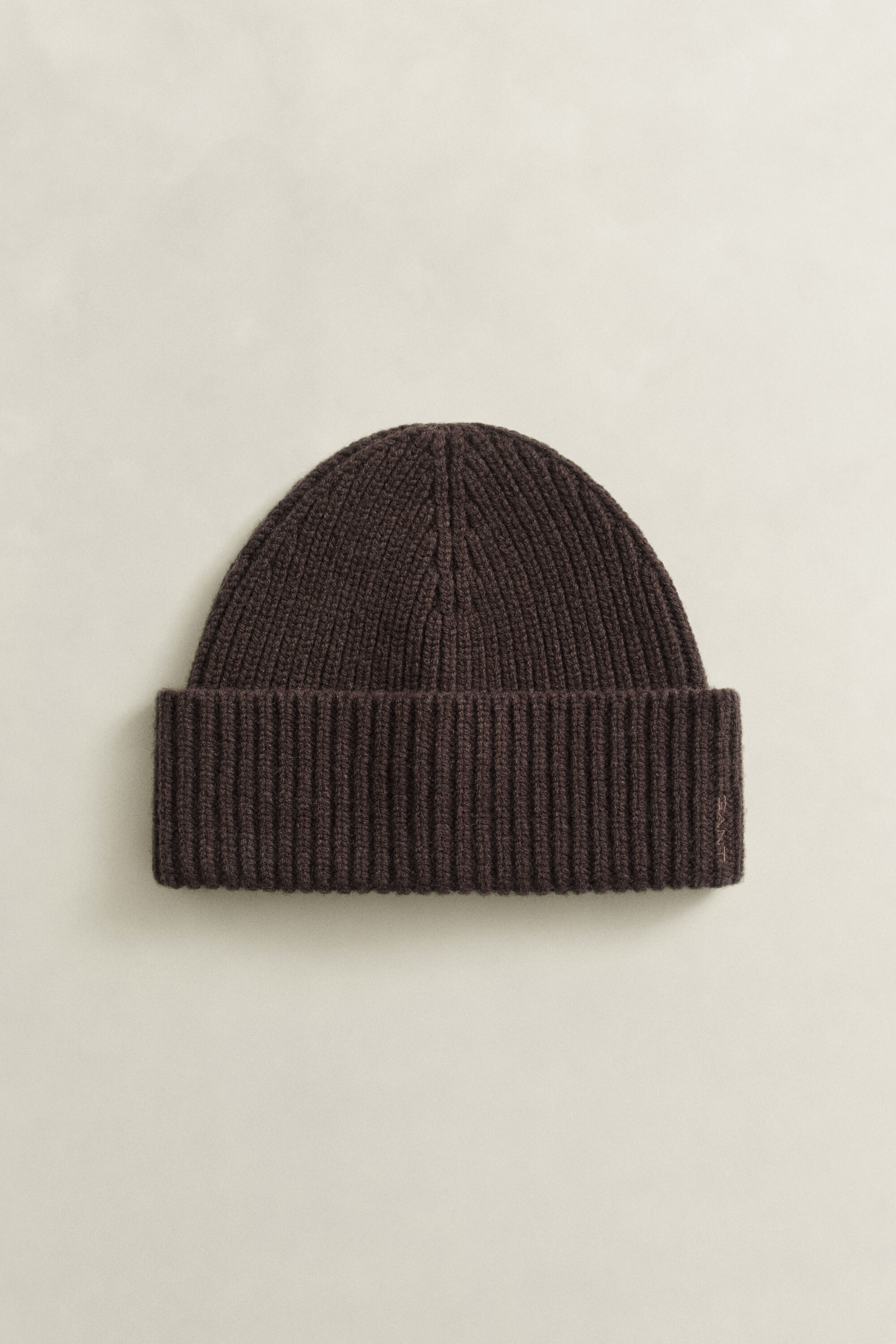 Gerippte Beanie aus Woll-Kaschmir-Mix