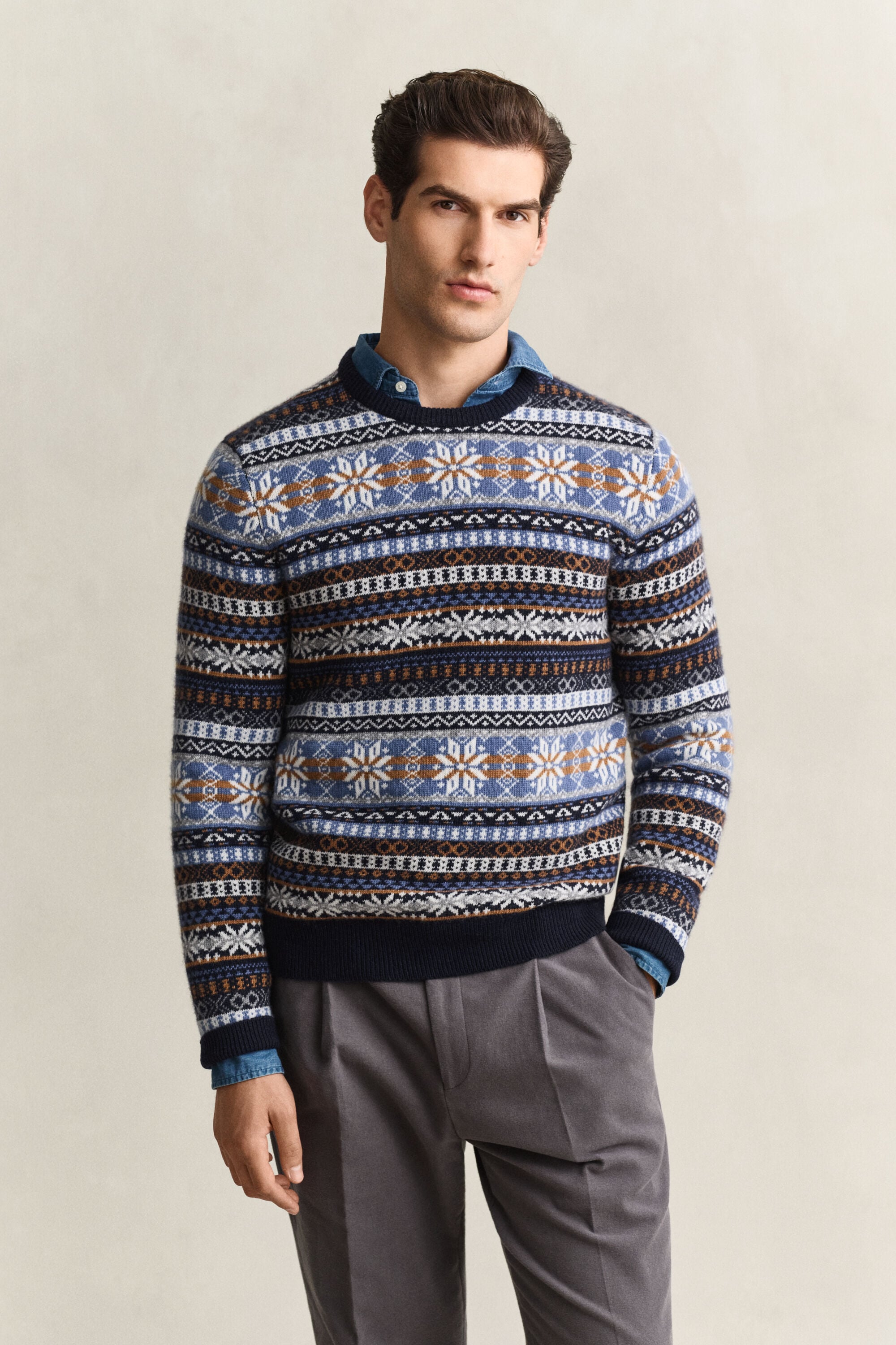 Fair Isle Rundhalspullover