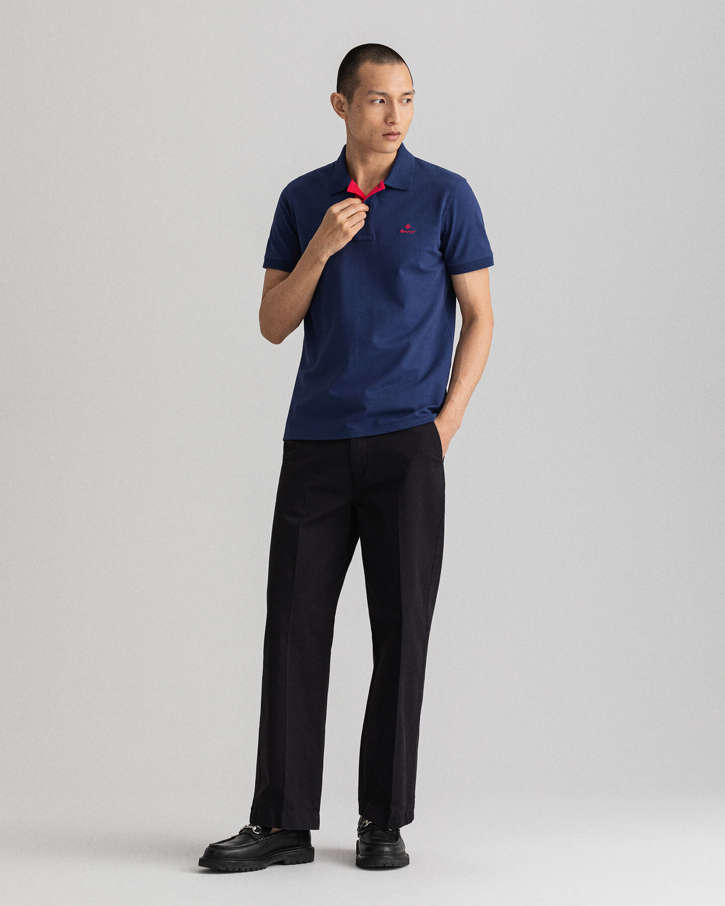 Piqué Rugger Poloshirt mit Kontrastkragen