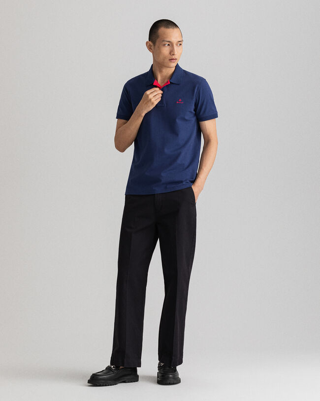 Piqué Rugger Poloshirt mit Kontrastkragen