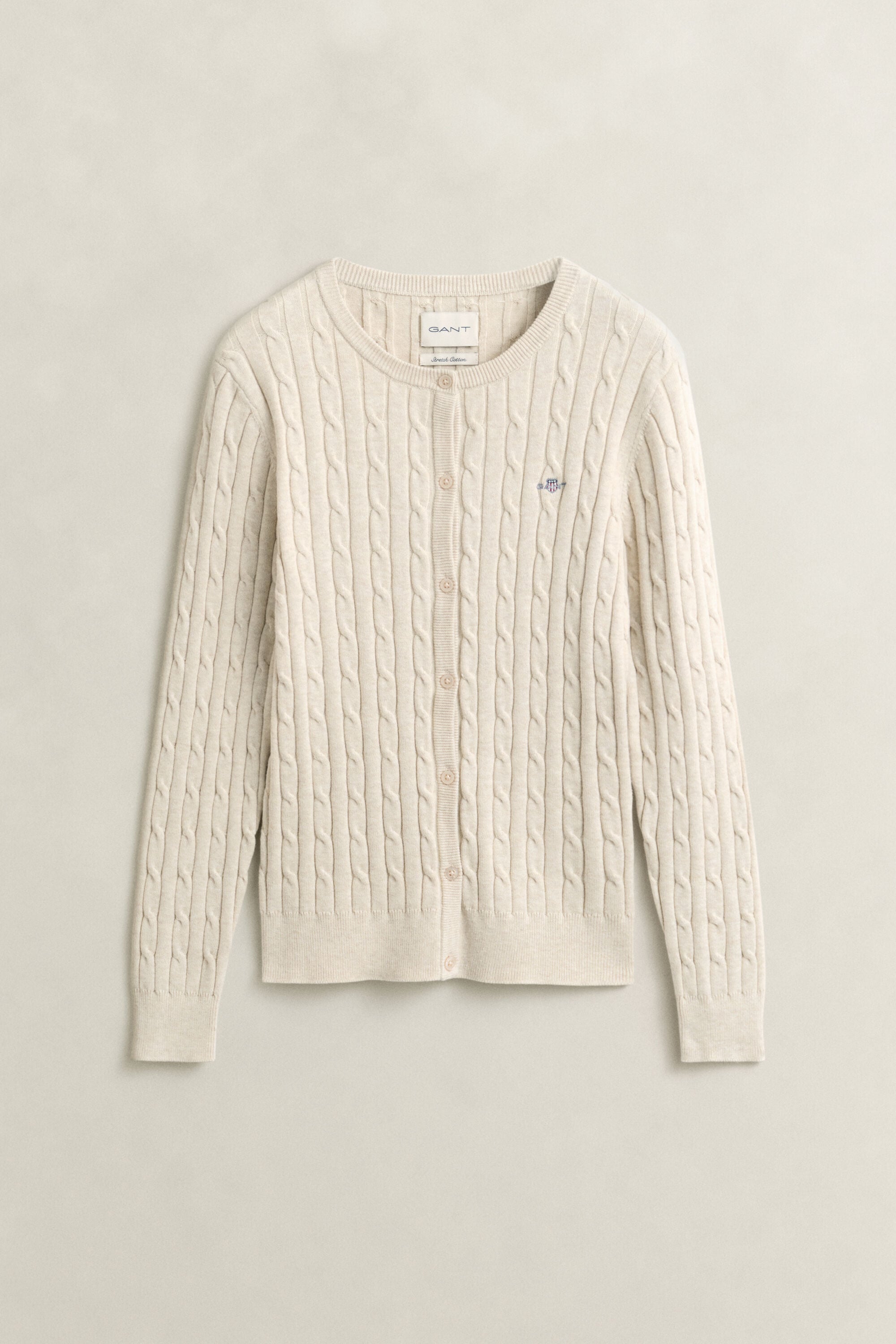 Cardigan in maglia di cotone elasticizzato a trecce