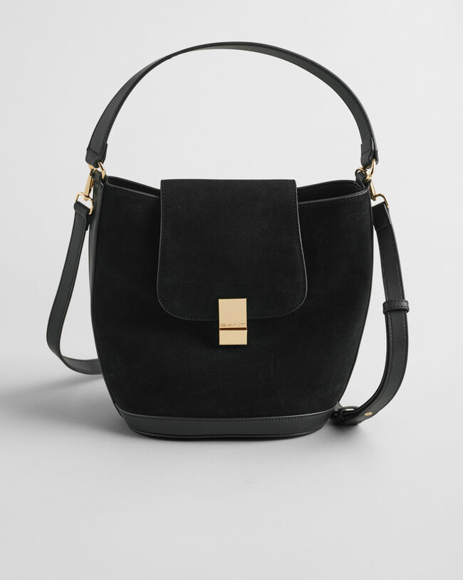 Bucket Beuteltasche aus Veloursleder