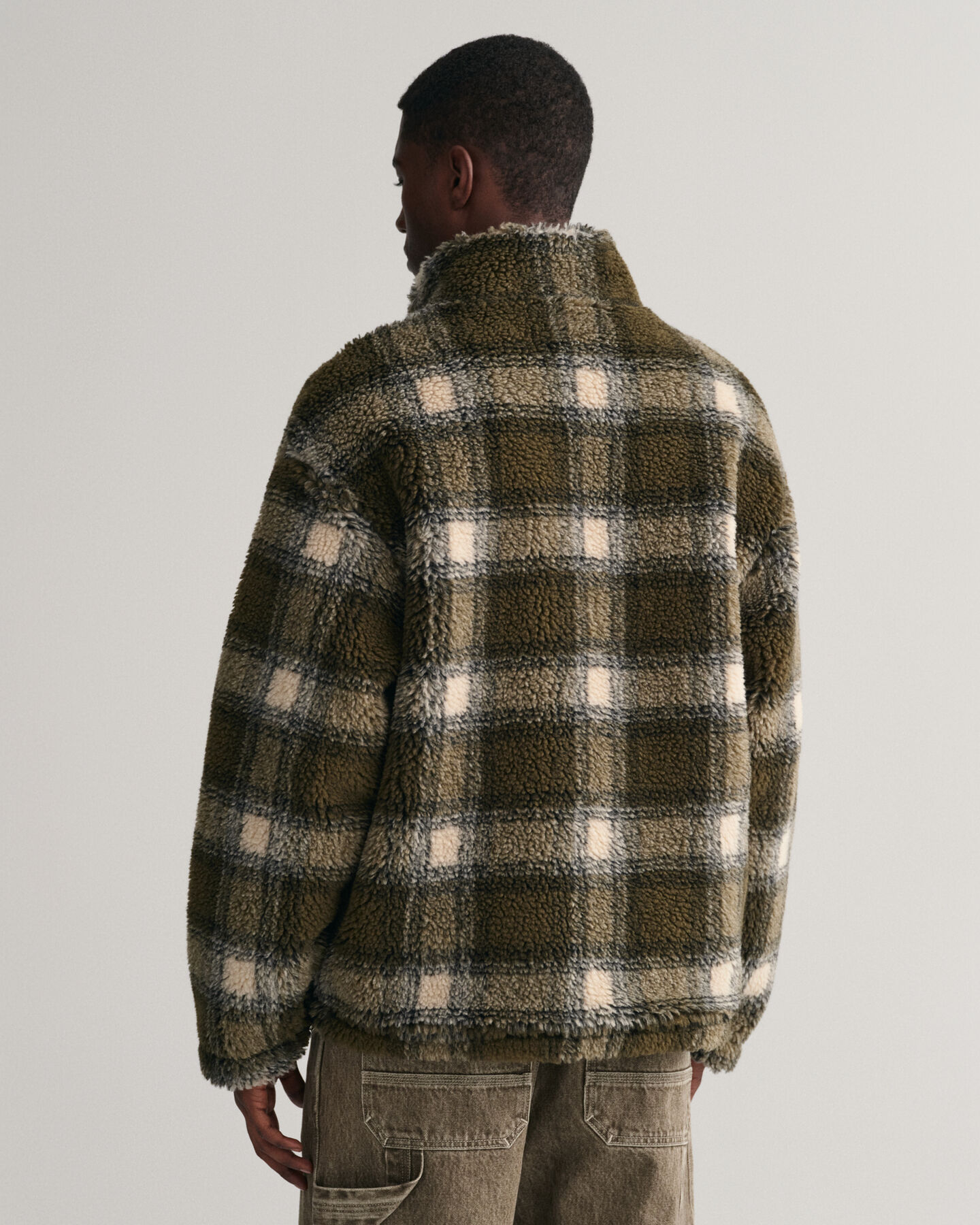Karierte Fleecejacke mit Reißverschluss