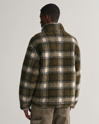 Karierte Fleecejacke mit Reißverschluss