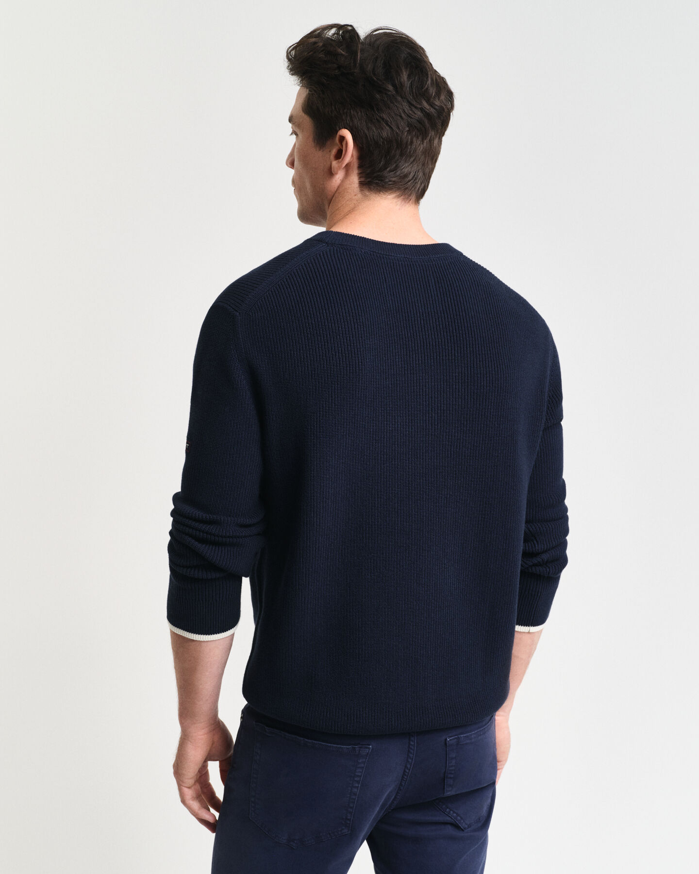 Gerippter Rundhalspullover aus Baumwolle