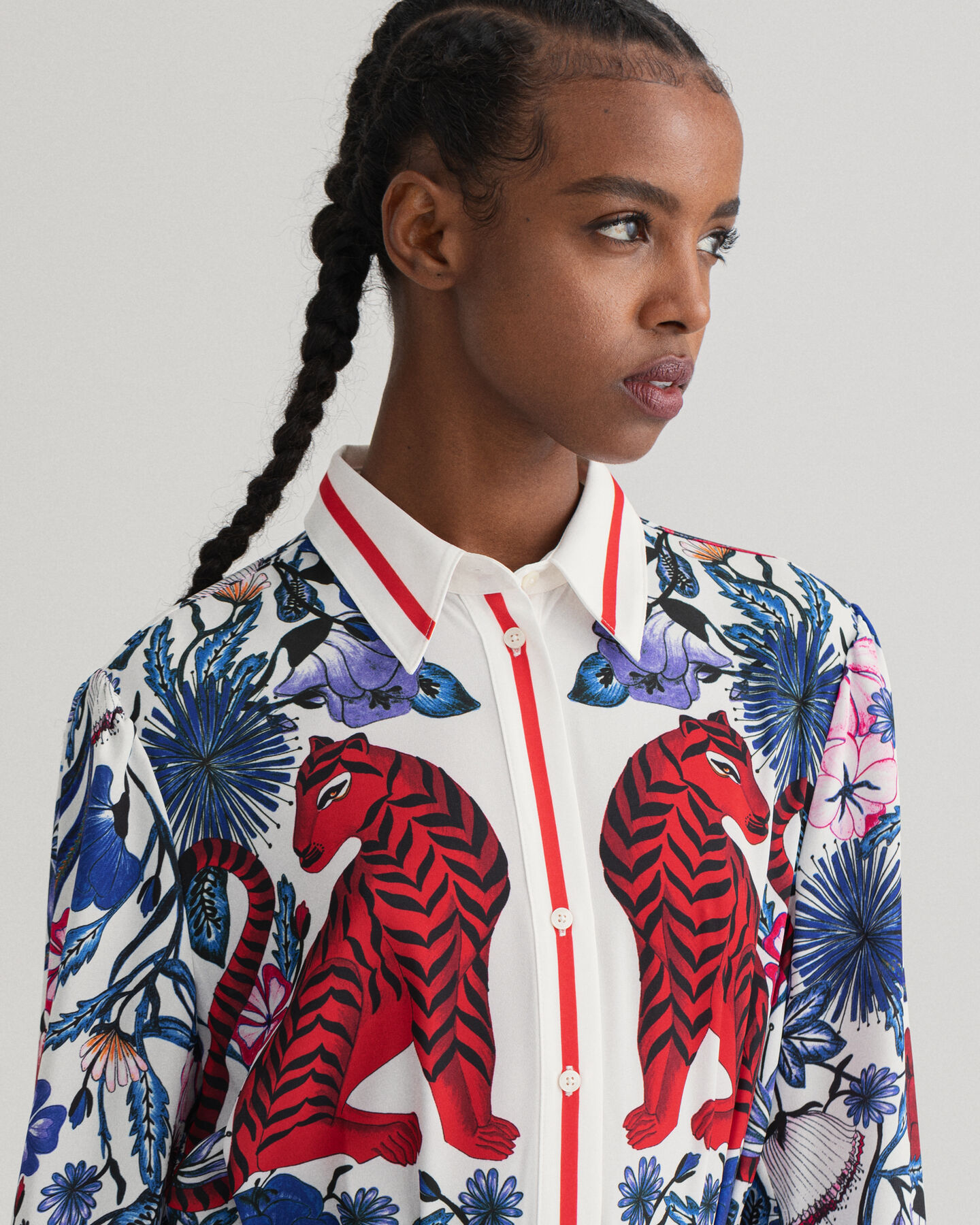 Tiger Flower Kleid mit Falten