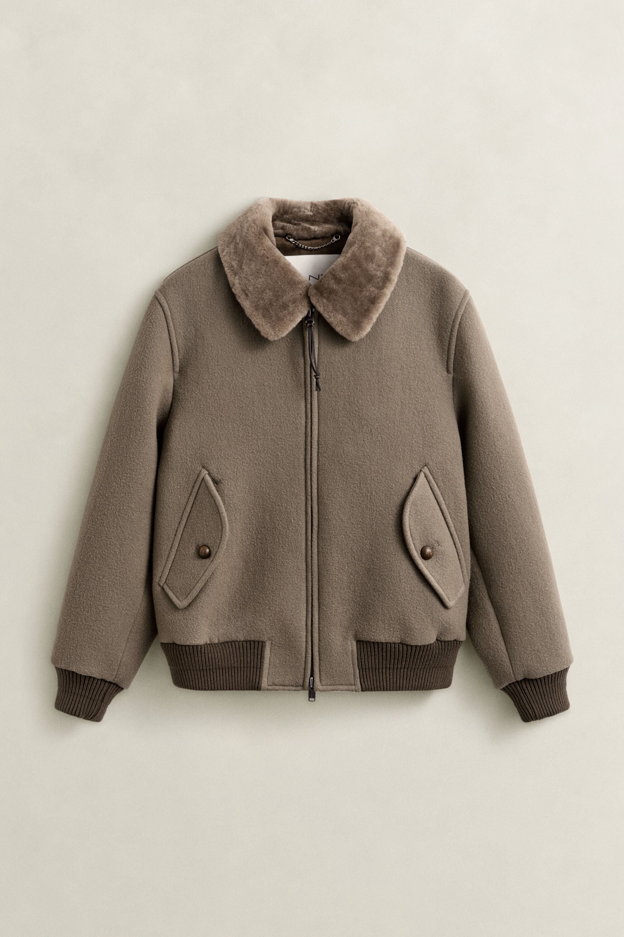 Giacca Aviator in lana e shearling