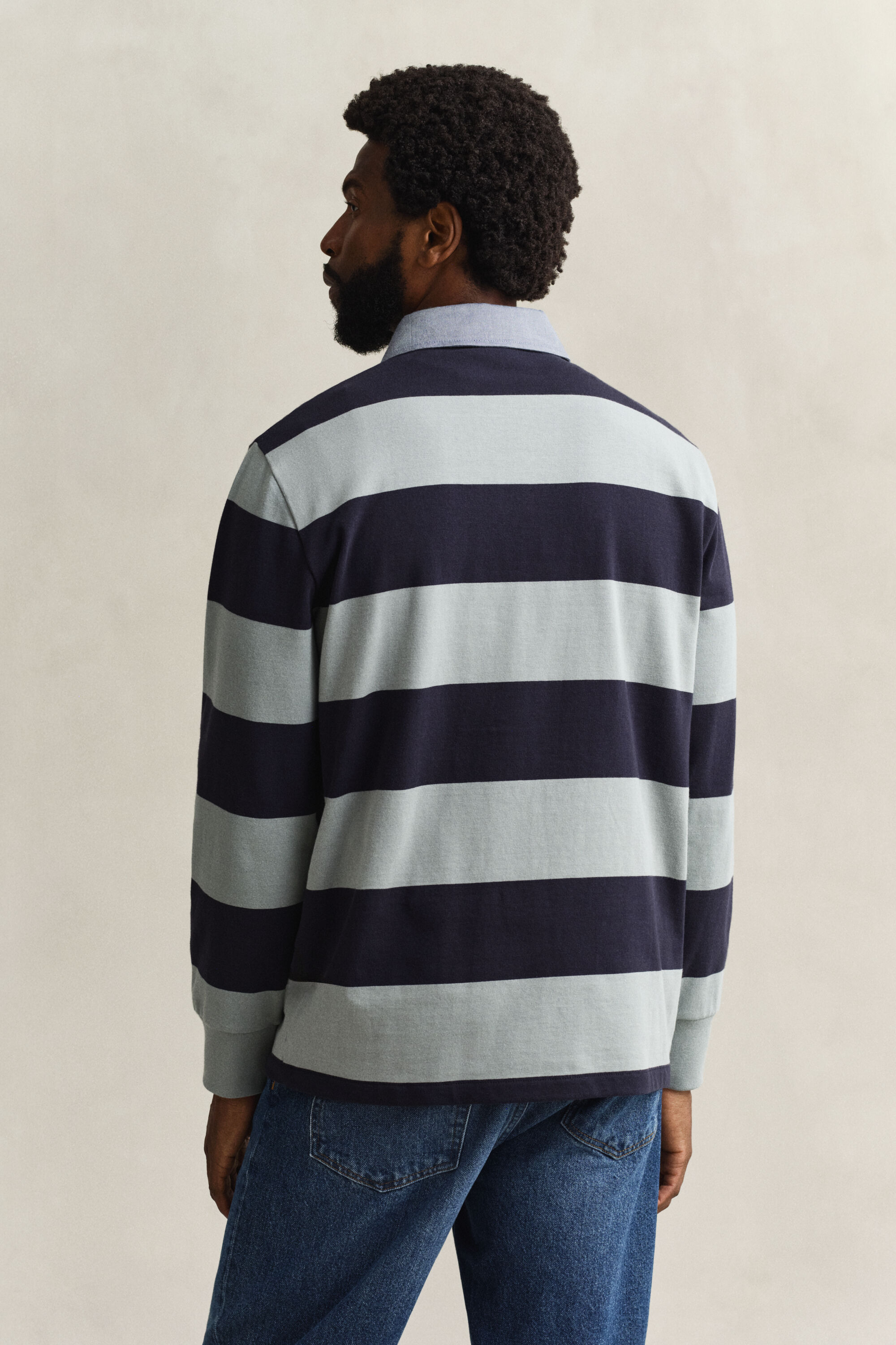 Chambray Collar Striped Heavy Rugger