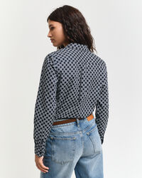 Regular Fit Geometric Baumwoll Voile Bluse