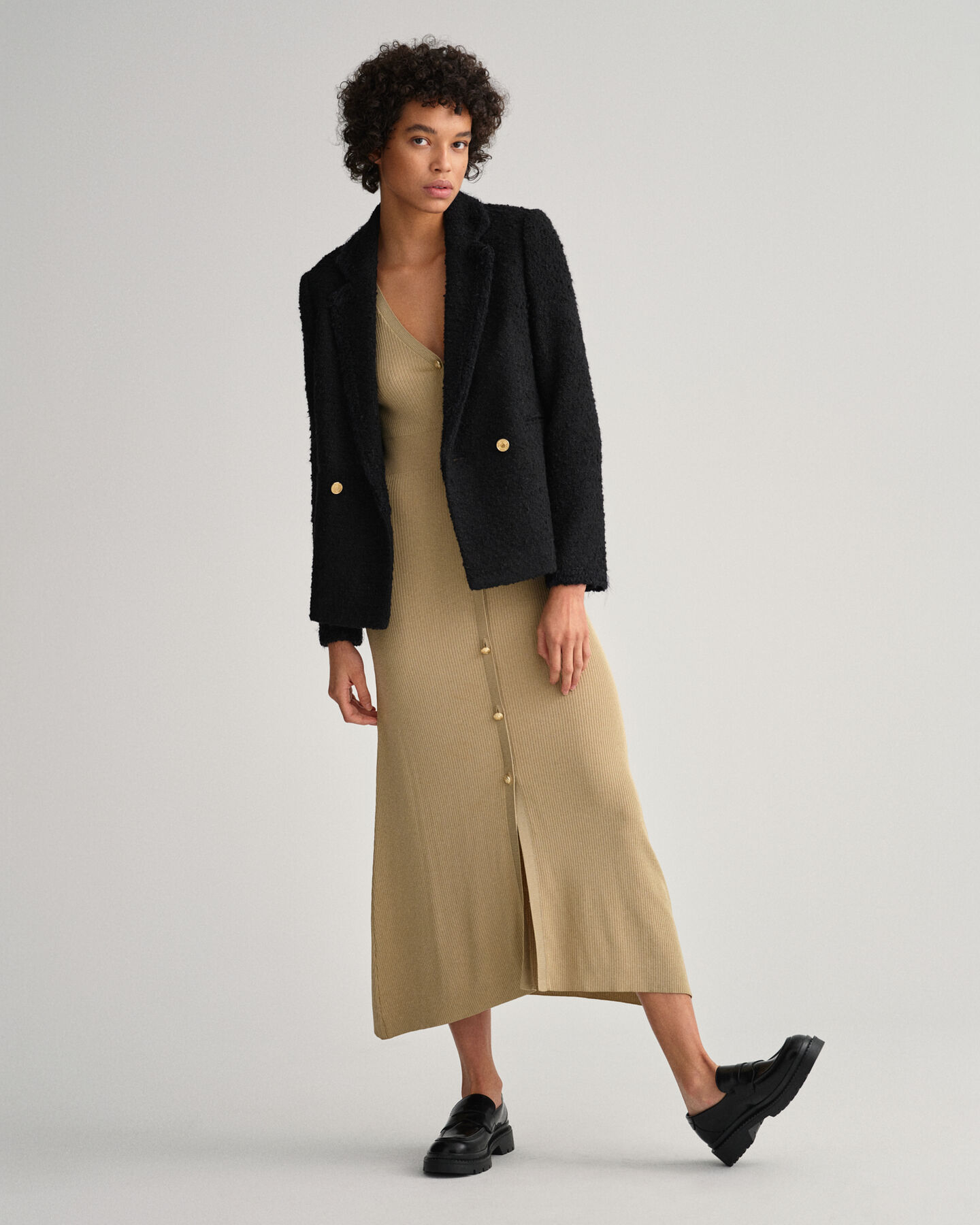 Geripptes Cardigan-Kleid