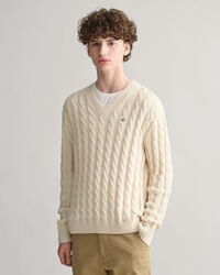 Teens Shield Zopfstrick V-Neck Pullover