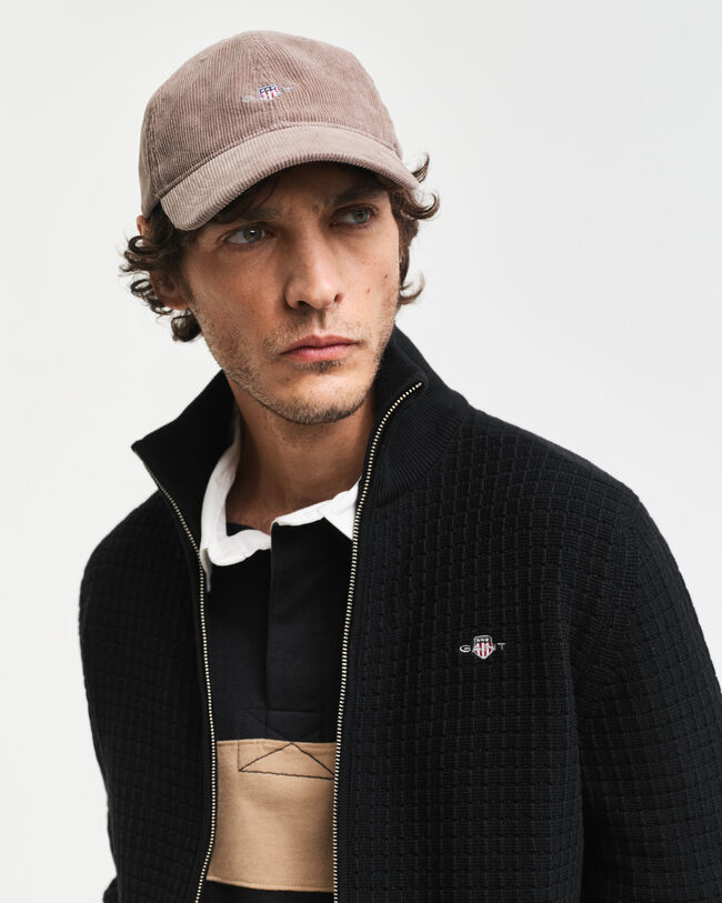 Strickjacke aus strukturierter Baumwolle mit Reißverschluss