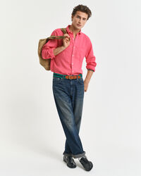 Stückgefärbtes Regular Fit Leinen Hemd