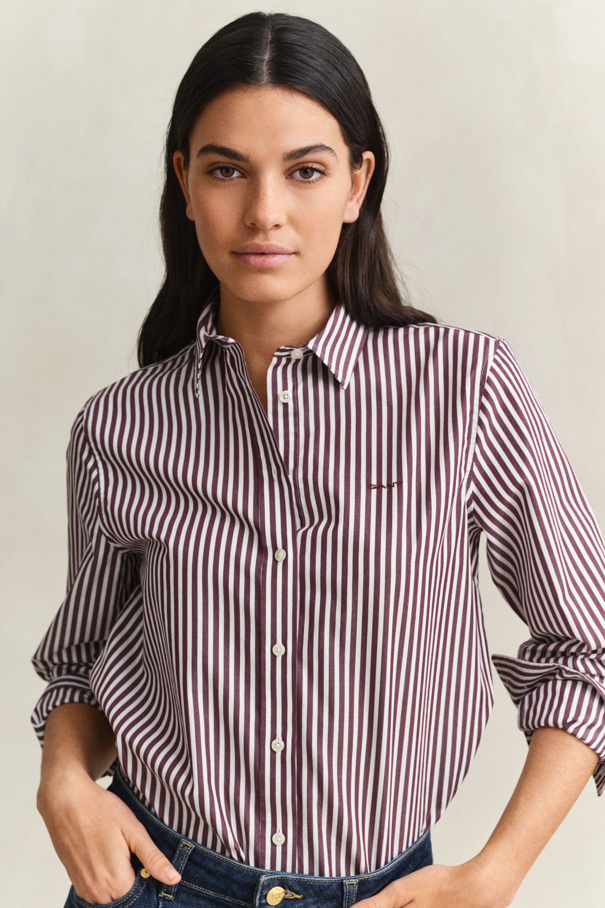 Camicia classica in popeline a righe regular fit
