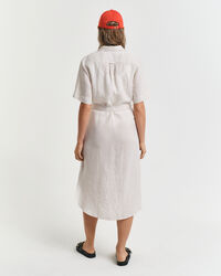 Gestreiftes Hemdblusenkleid aus Leinen