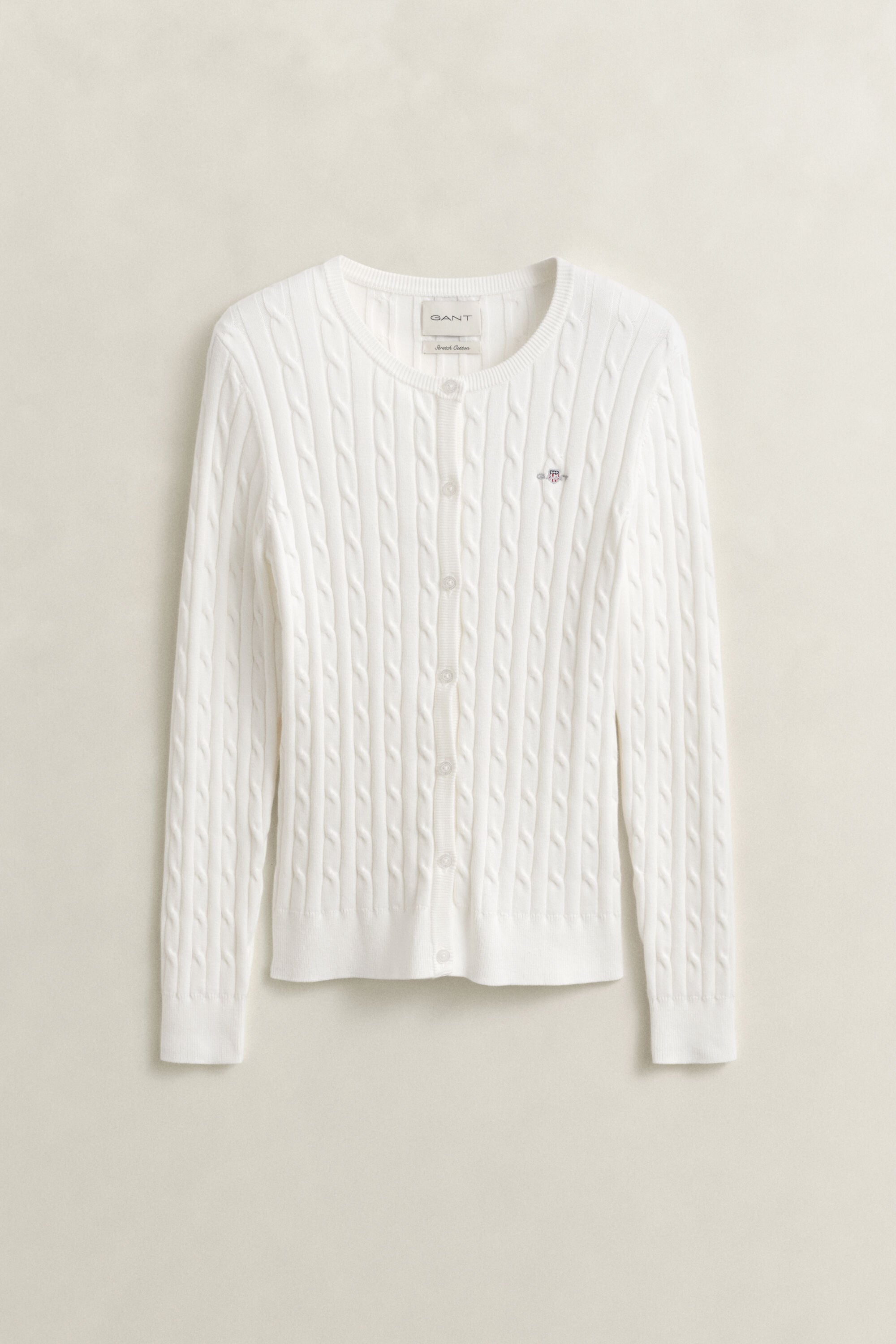Cardigan in maglia di cotone elasticizzato a trecce