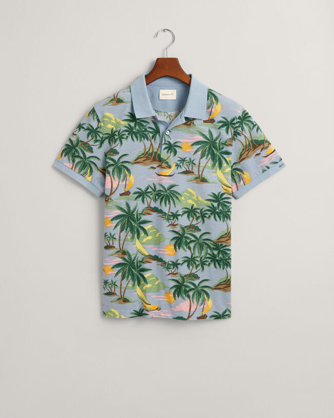 Hawaiian Print Poloshirt