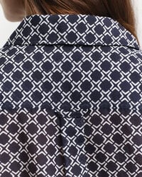 Relaxed Fit Geometric Baumwoll Seiden Bluse