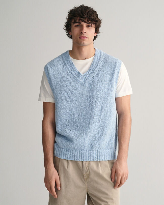 Baumwoll-Pullunder mit Flammgarn-Struktur