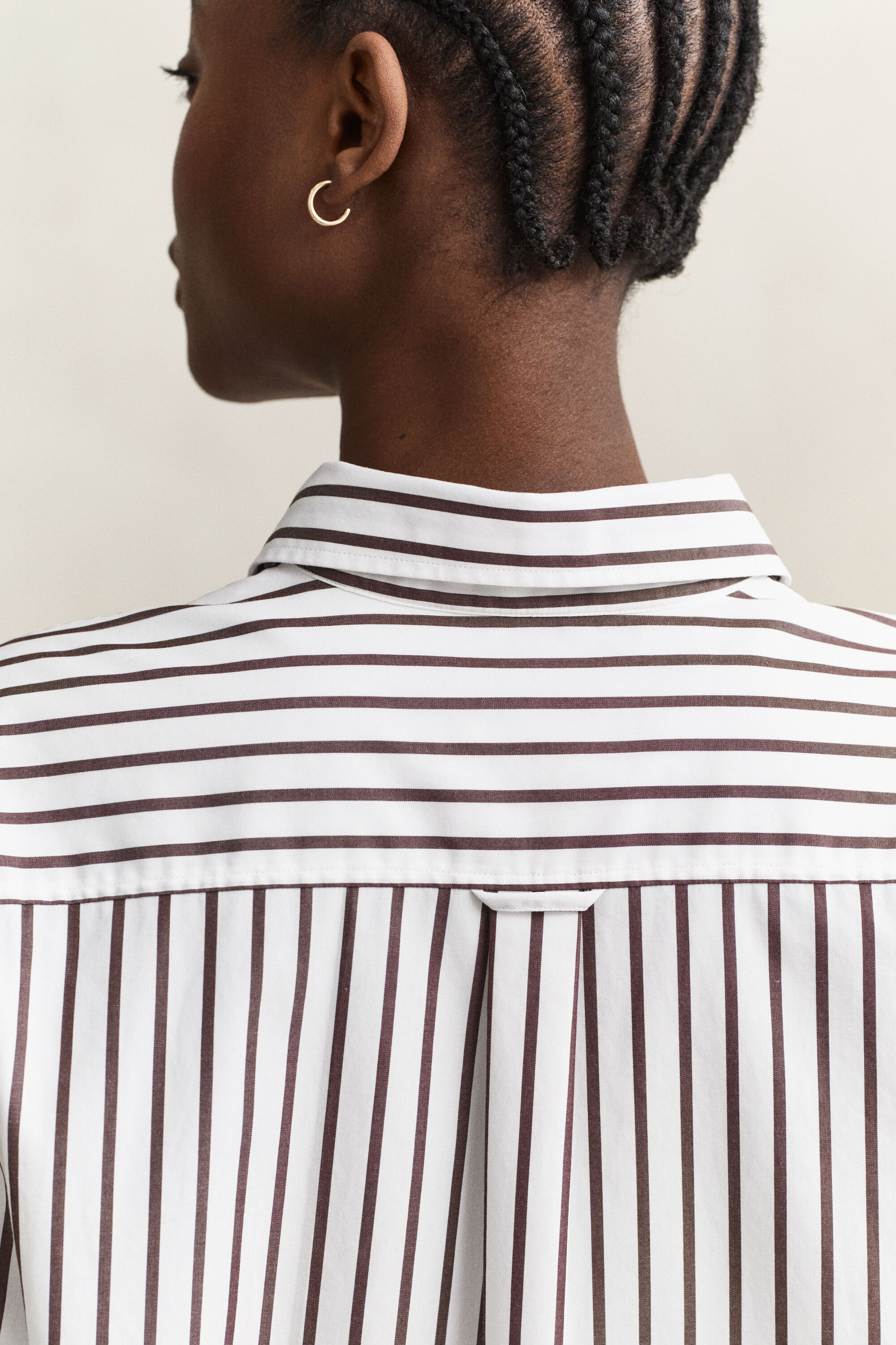 Chemise classique coupe décontractée en popeline à rayures