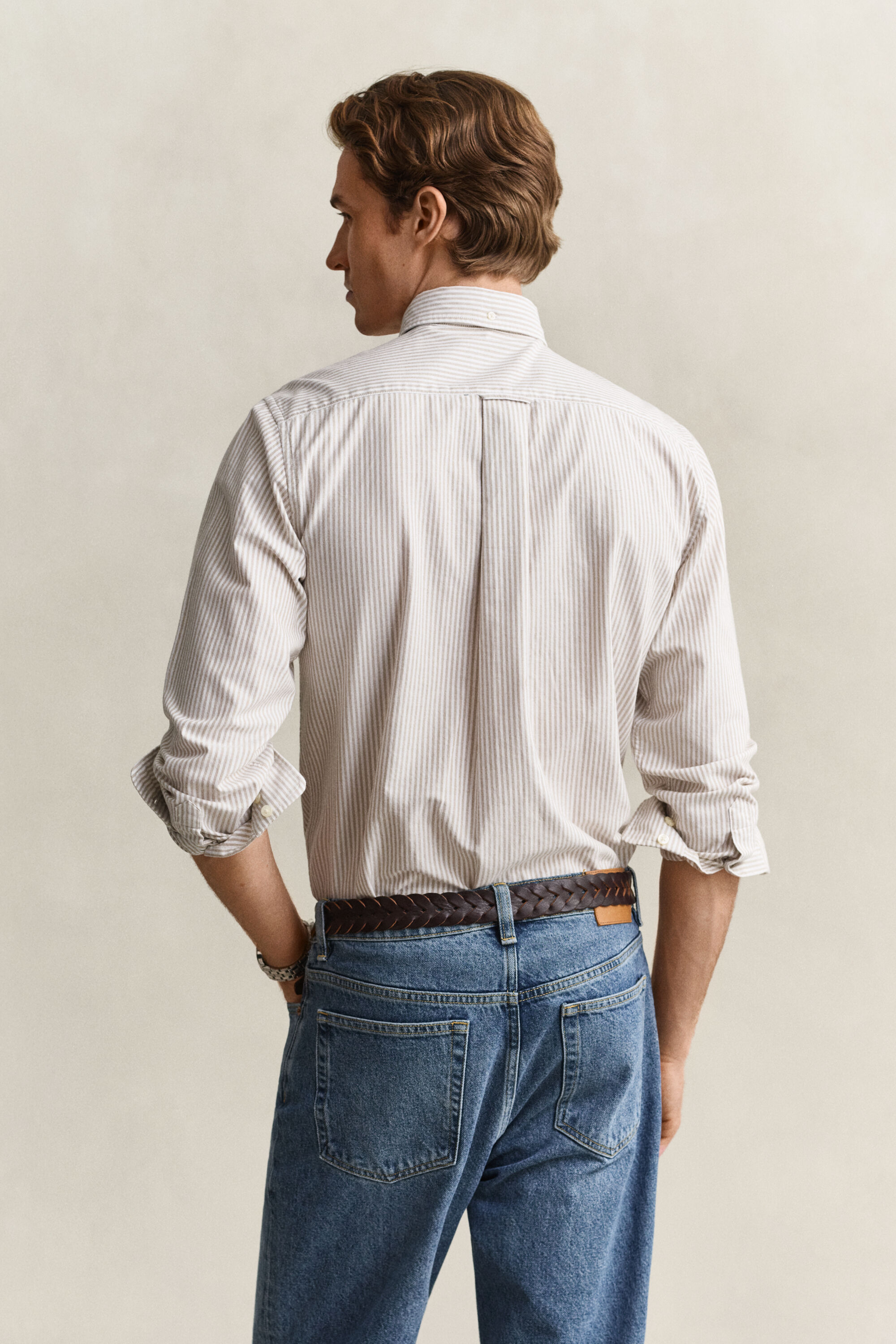 Chemise en coton Oxford classique à rayures Banker
