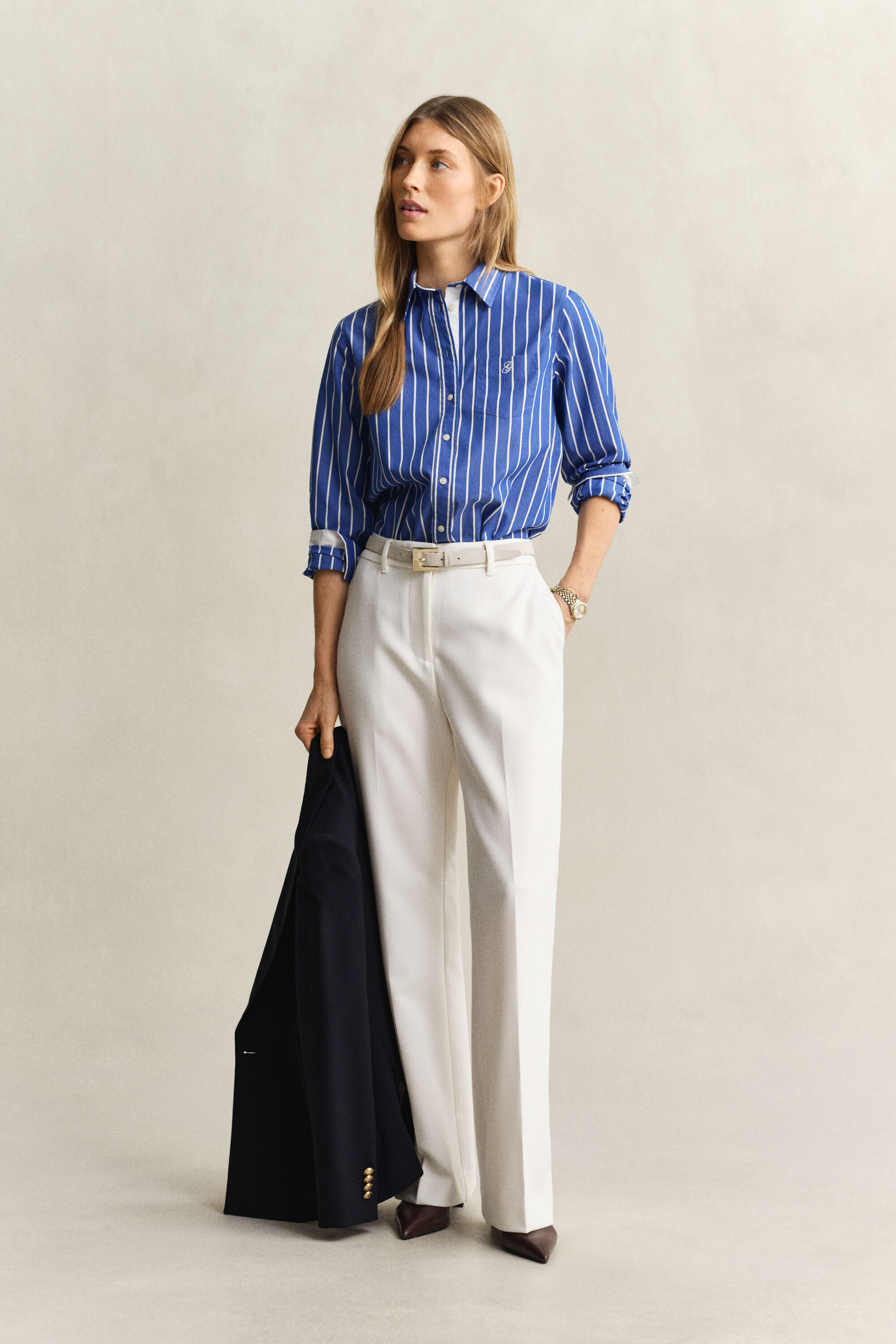 Chemise coupe regular en popeline à rayures classique