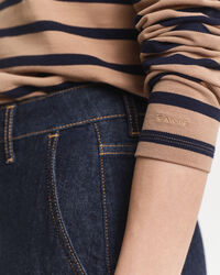 Breton Striped Piqué Langarm-Poloshirt