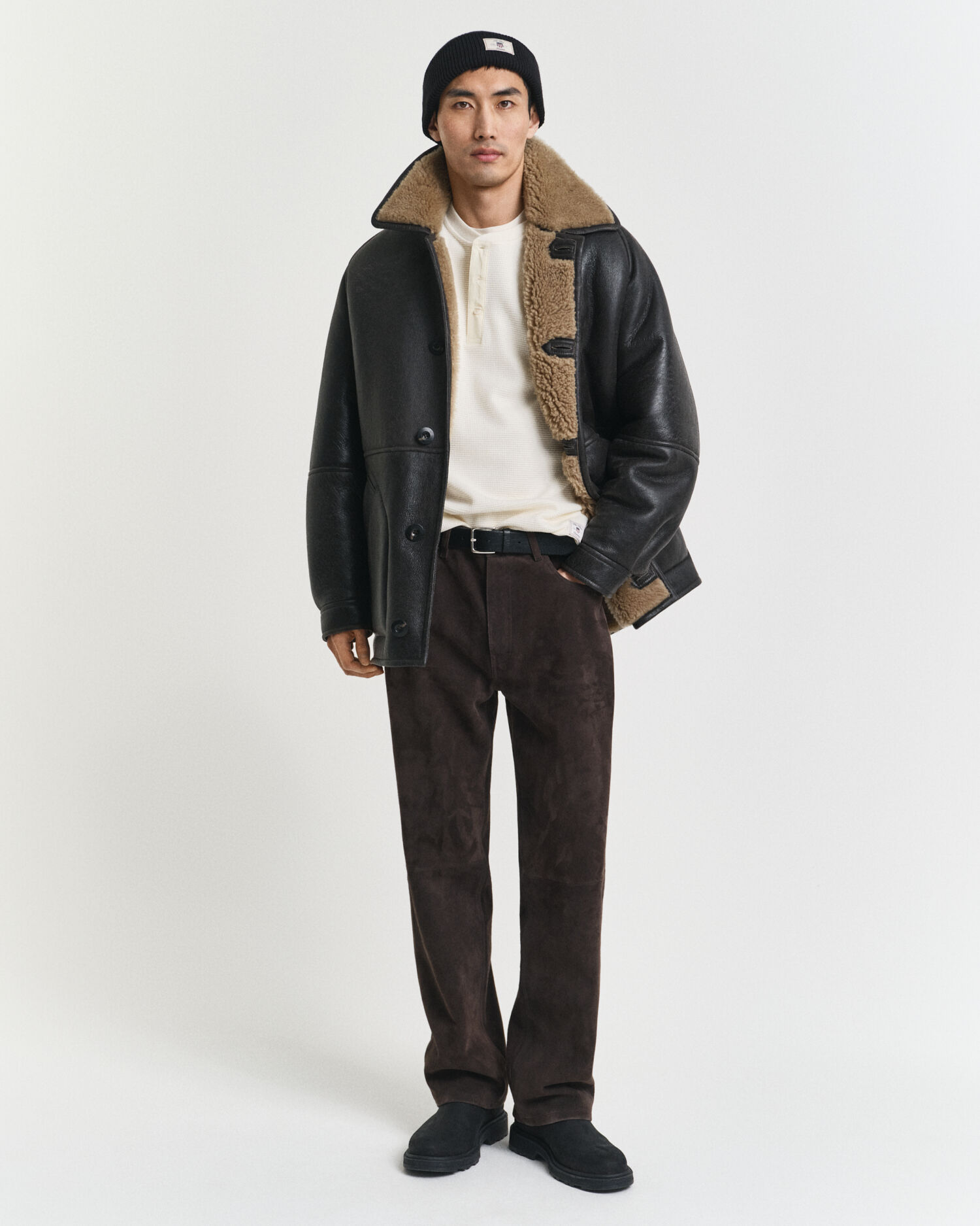 Waffle Textured Long Sleeve Henley T-Shirt