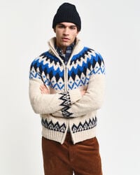 Jacquard-Strickjacke mit Reißverschluss